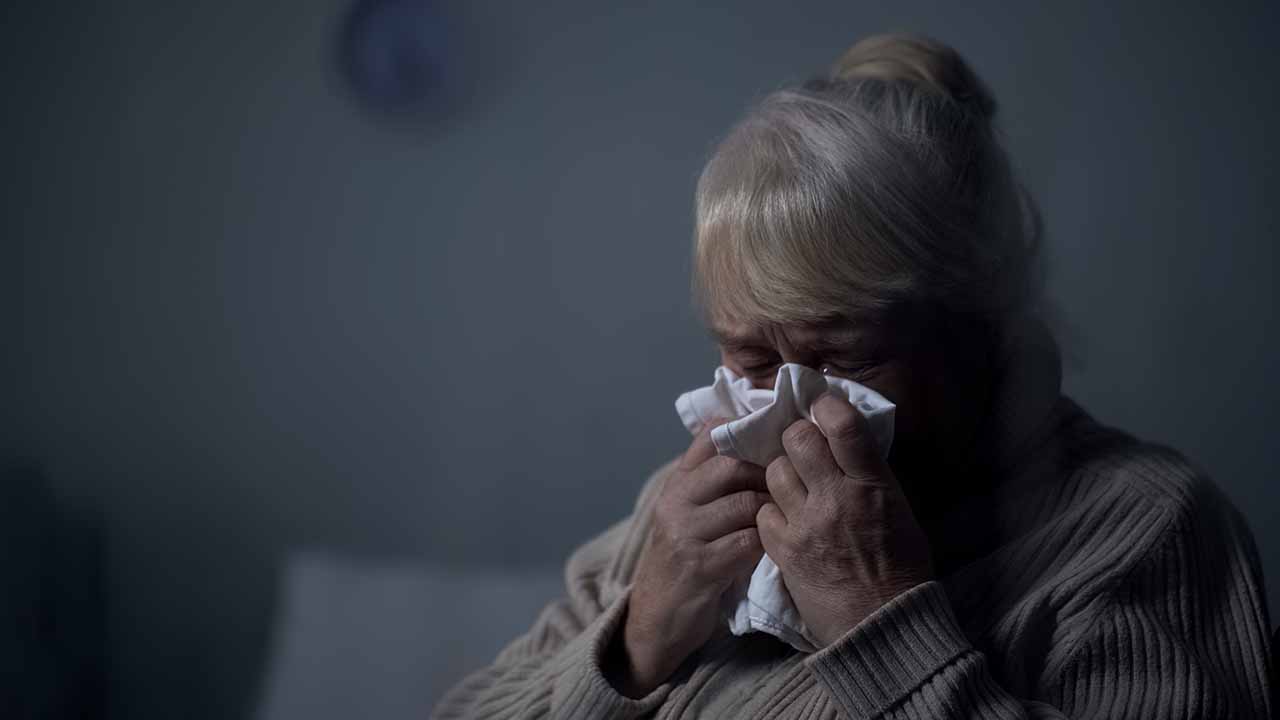 Old woman crying